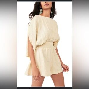 Free People Pietro Tie Back Romper open back Flowy lagenlook boho size XS